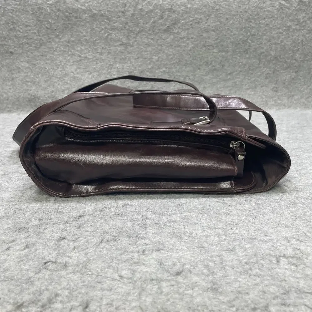 Vintage Worthington Faux Leather Dark Brown Briefcase Computer Work Shoulder Bag